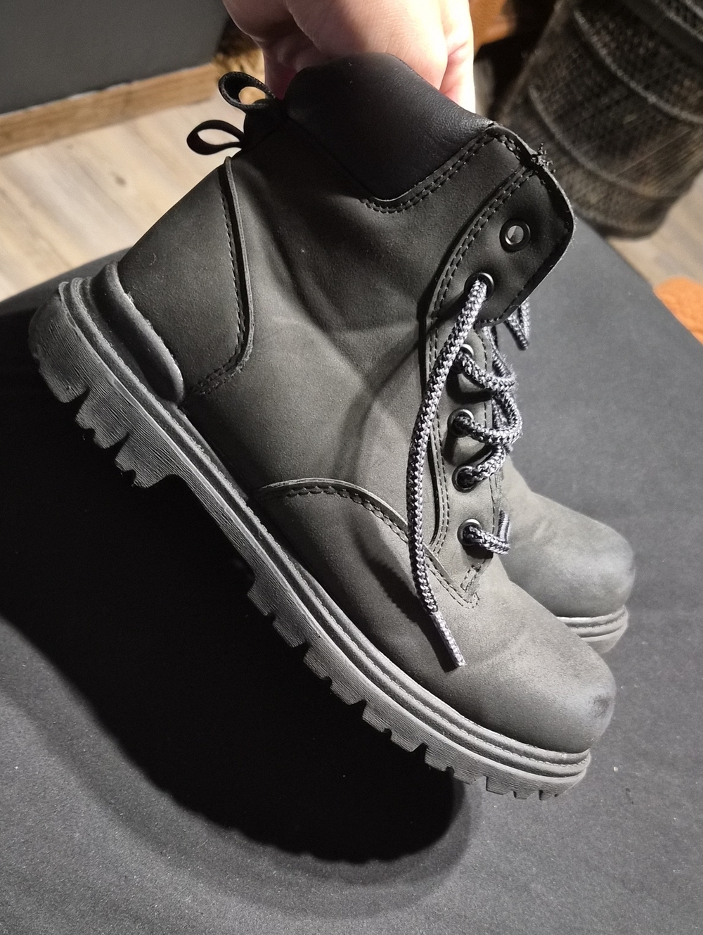 wonder nation Black Lace-Up Kids Ankle Boots
